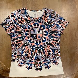 Tory Burch blouse, casual and colorful.